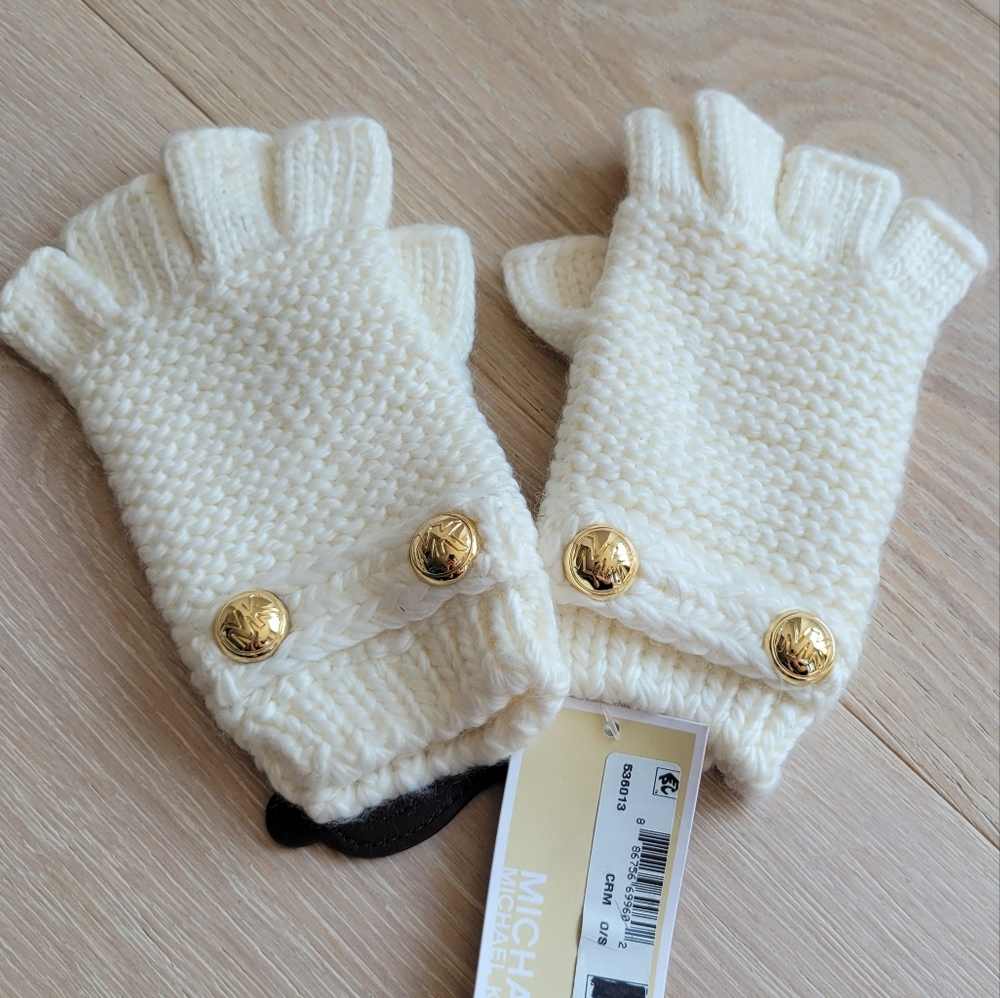 MICHAEL KORS | Ivory Fingerless Gloves